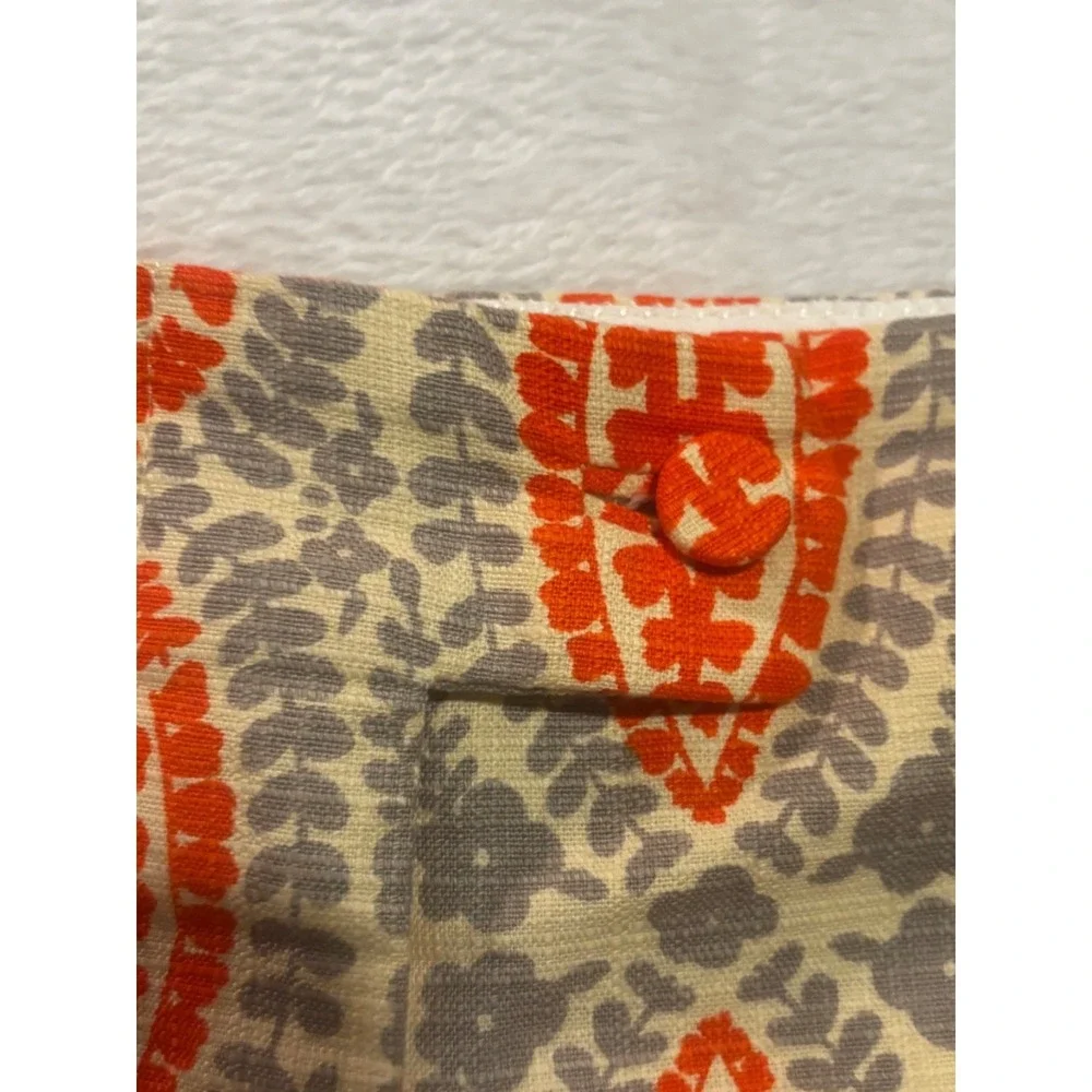 J.Crew Shorts Women's 6 Orange Gray‎ Leaf Boho Resort Beach Preppy Chino Summer